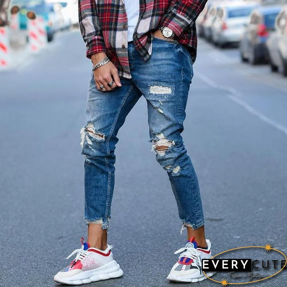 Men's Denim Ripped Pants