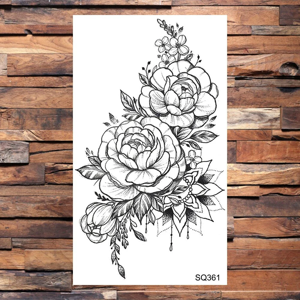 Small Butterfly Temporary Tattoos For Women Girls Realistic Skull Rose Flower Snake Feather Fake Tattoo Sticker Back Arm Tatoos