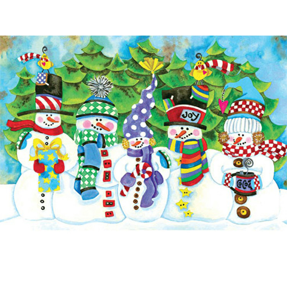 

40*30CM - Round Drill Diamond Painting - Snowman Family, 501 Original