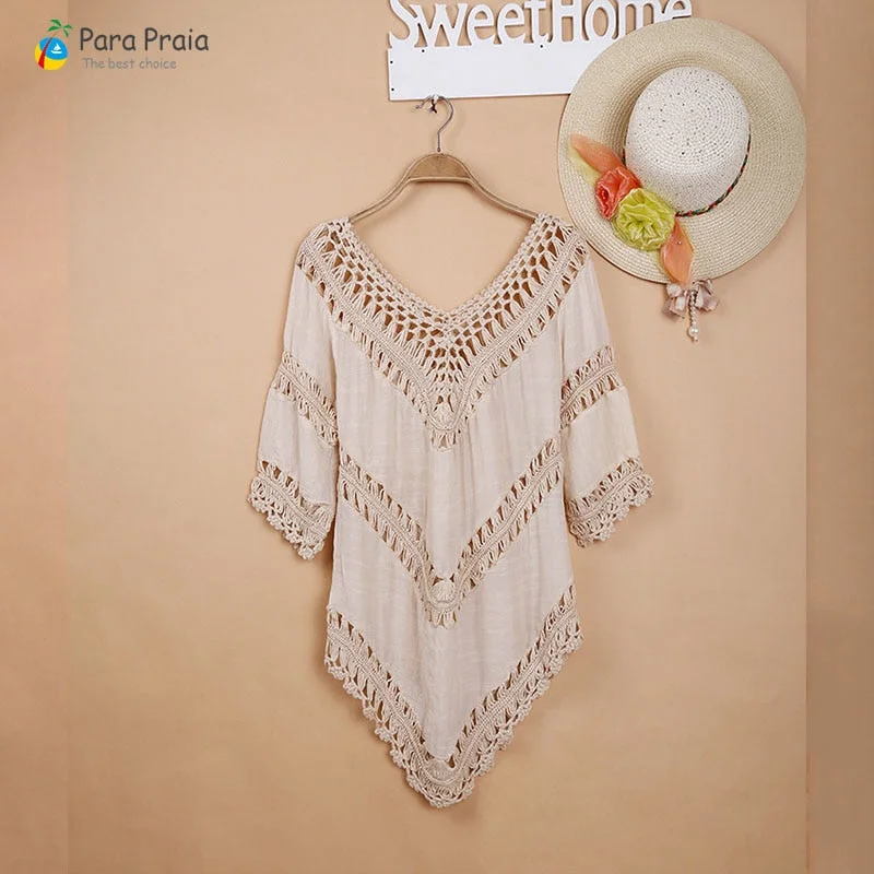 2020 Long Sleeve Crochet Swimwear Cover Up Sexy Stylish Tassel Beach Dress Women Bikini Cover Up Beachwear Loose Cardigan