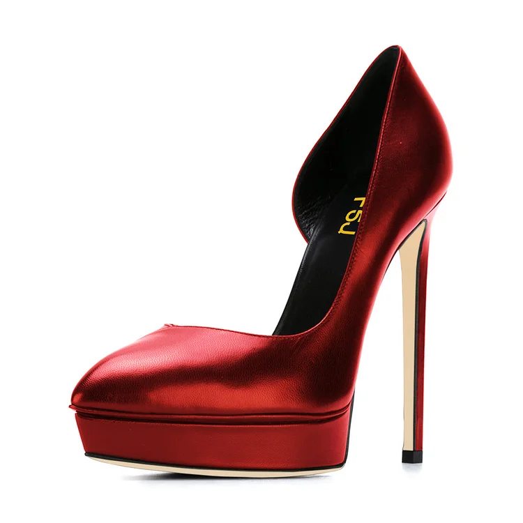Red Platform Heels Stiletto D'orsay Pumps US Size 3-15 |FSJ Shoes