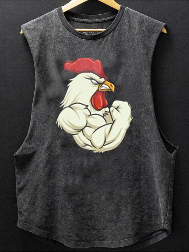 Rooster At The Gym Scoop Bottom Cotton Tank / Rvogue / Rvogue