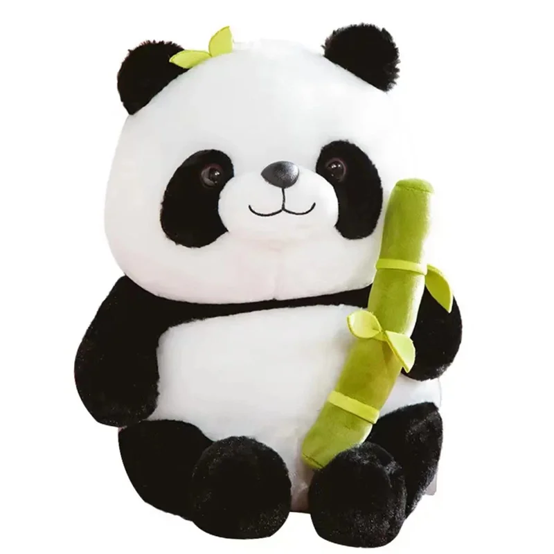 Mewaii® 9.8" Panda Stuffed Animals 2 in-1 Panda and Bamboo Plush Toys Set Gluttonous Panda Plushies Living in Bamboo