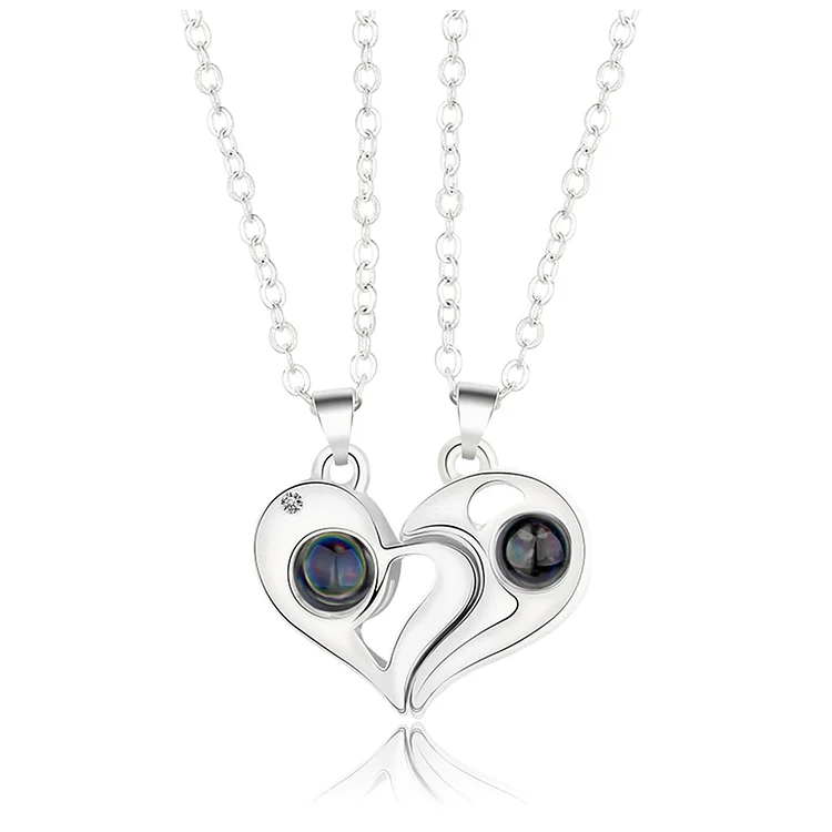 Heart Projection Necklace Personalized Name Magnetic Necklace for Couple