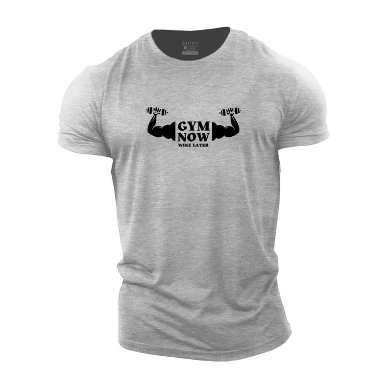 Cotton Gym Now Wine Later Graphic T-shirts tacday