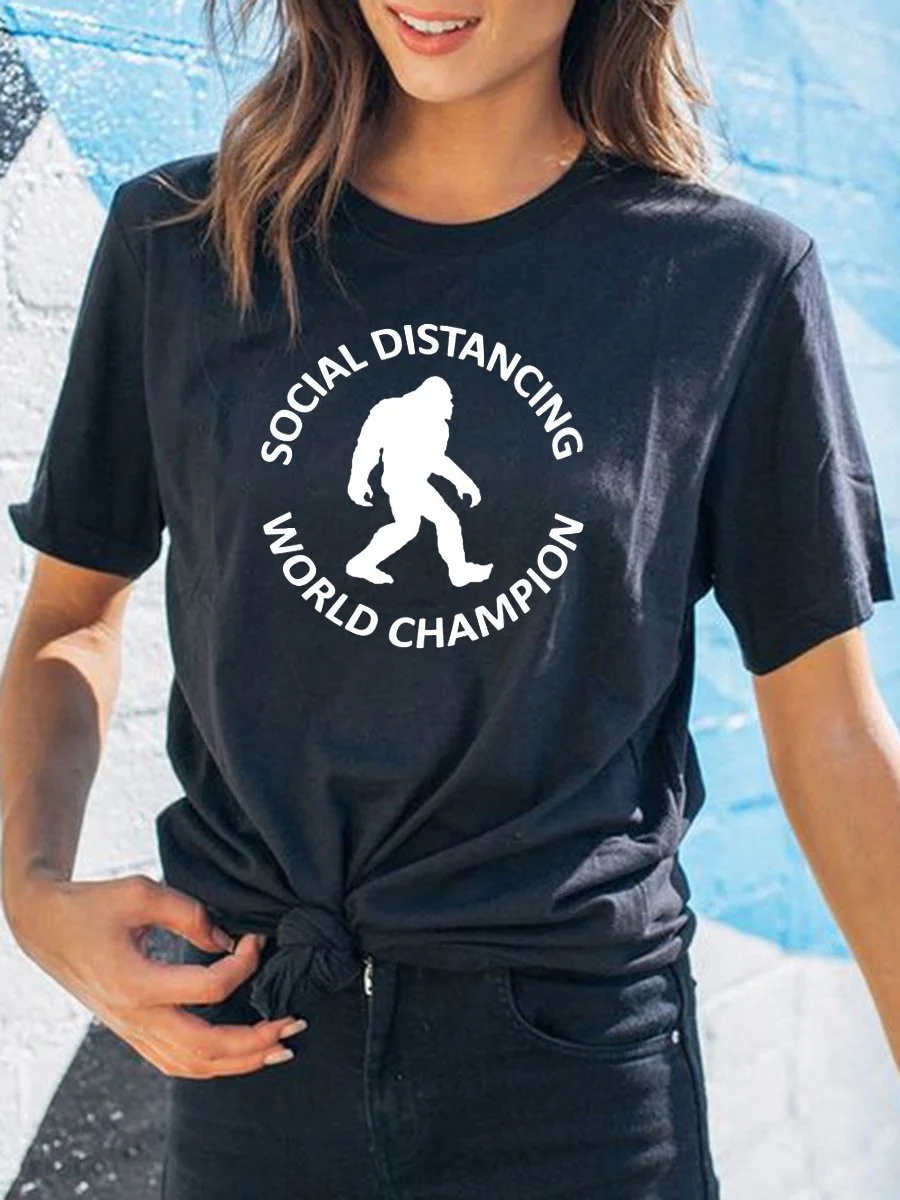 Social Distancing World  Champion Bigfoot  T-shirt