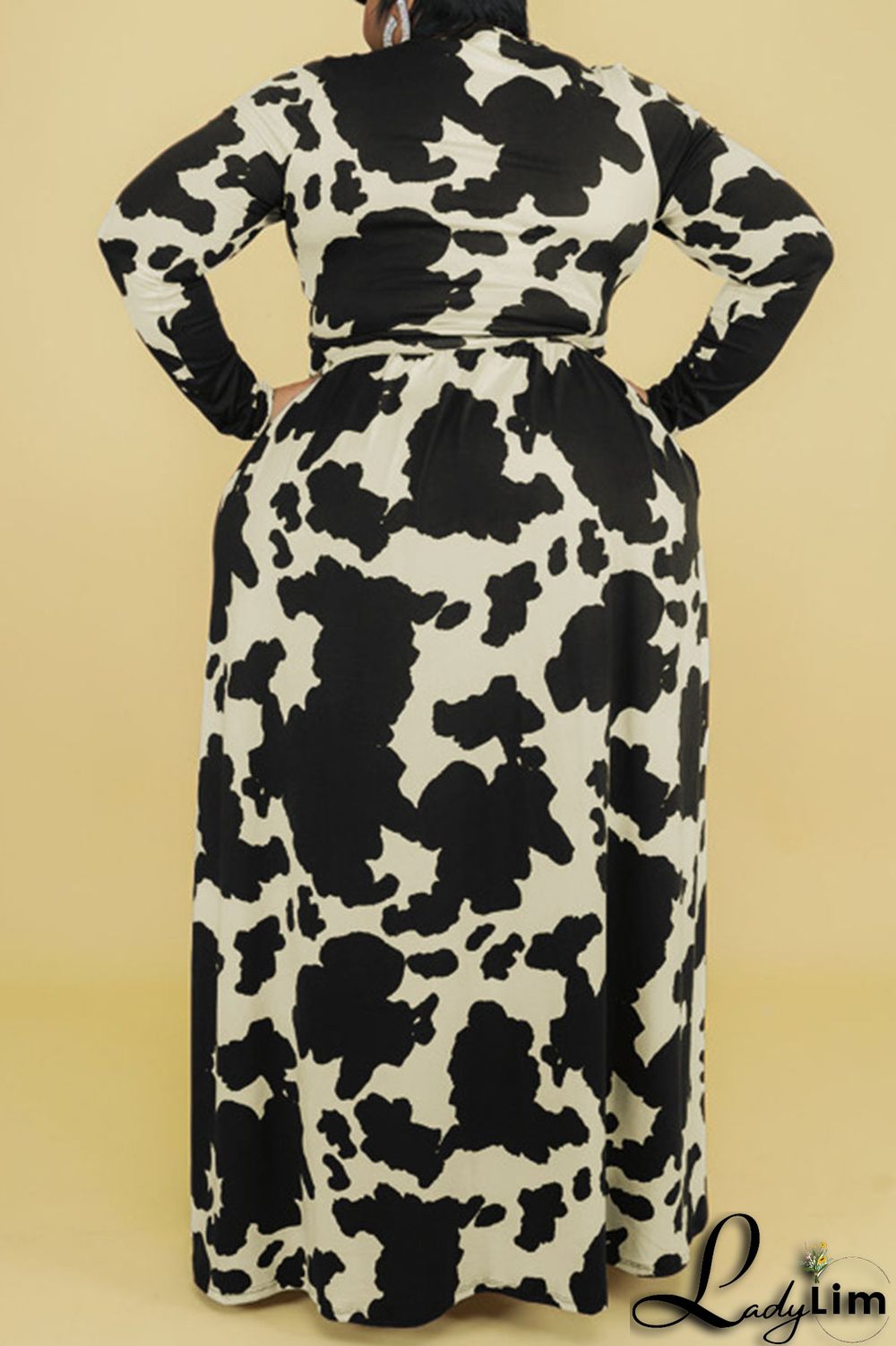 Burgundy Casual Print Bandage Patchwork V Neck Straight Plus Size Dresses