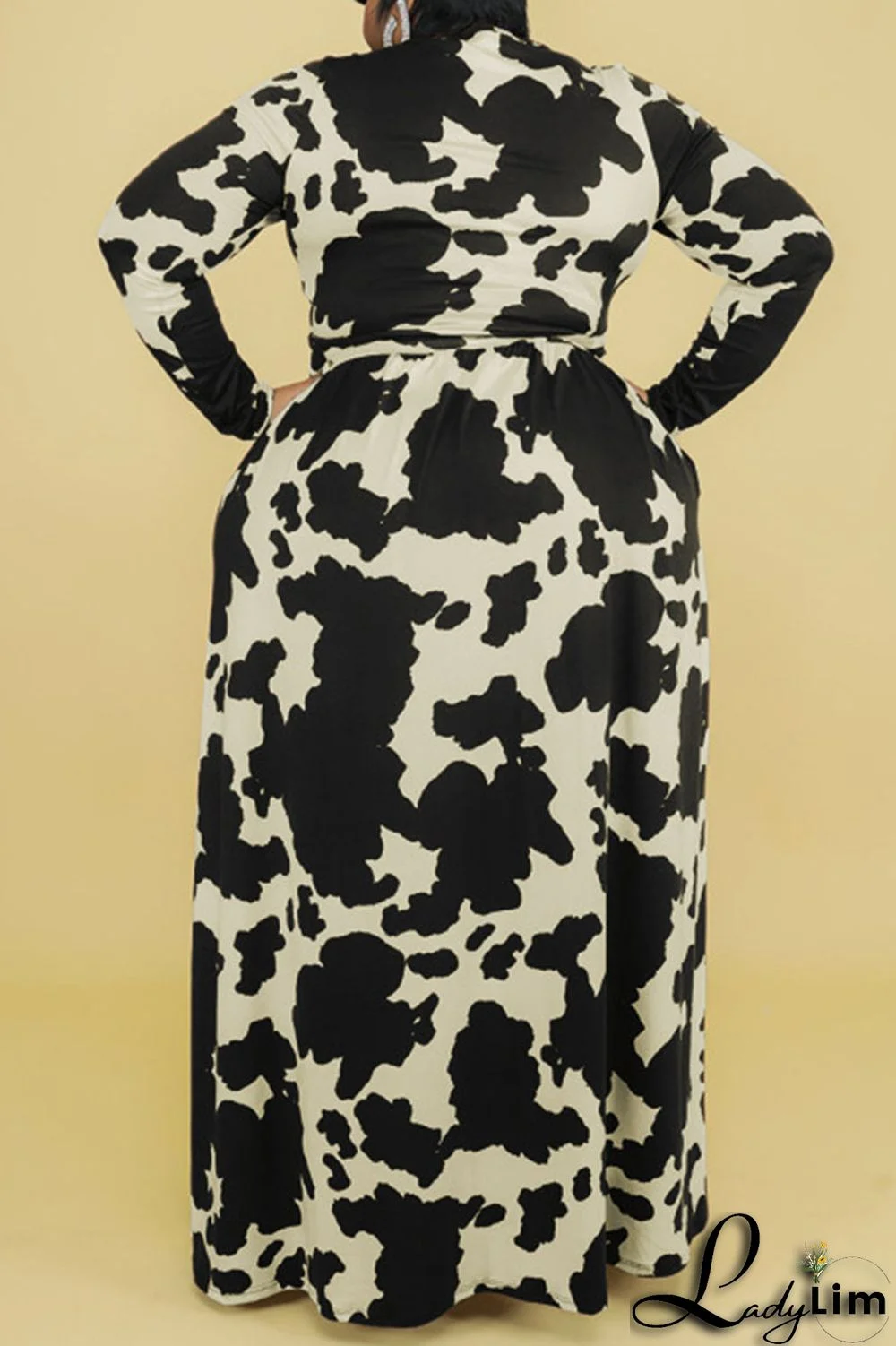 Burgundy Casual Print Bandage Patchwork V Neck Straight Plus Size Dresses