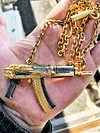 High-end Private Custom Vintage Texture 22k Gold AK Pendant 