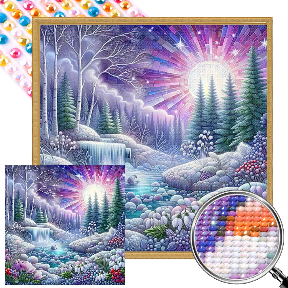 Full Round Partial AB Diamond Painting - Flower River Sunshine(Canvas|45*45cm)