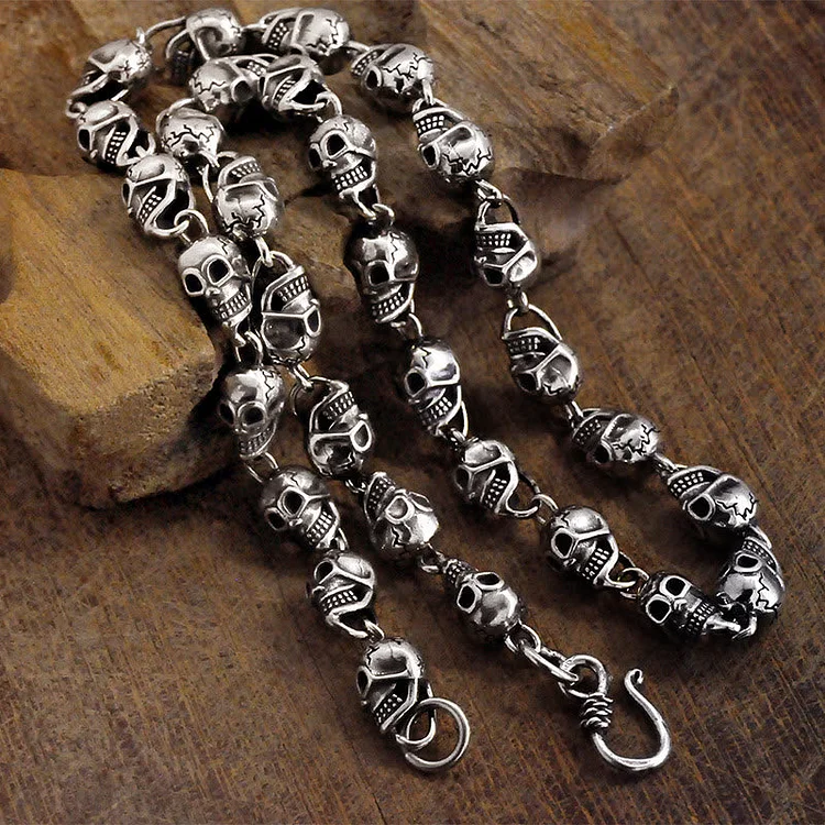 Coutureaura Silver Plated Skull Head Necklace