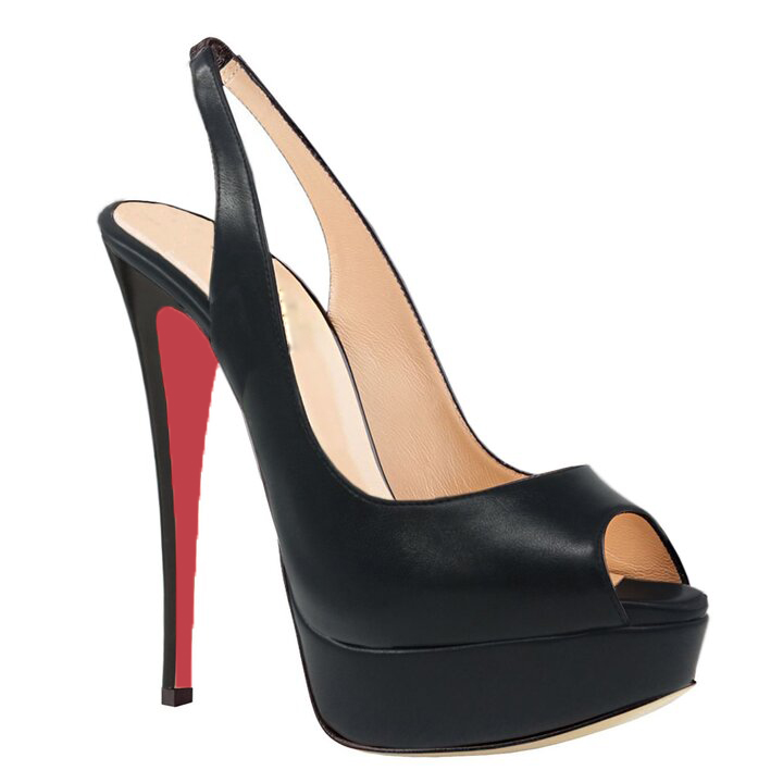 150mm Slingback Sandals Platforms Sky High Party Black Matte Pumps-vocosishoes