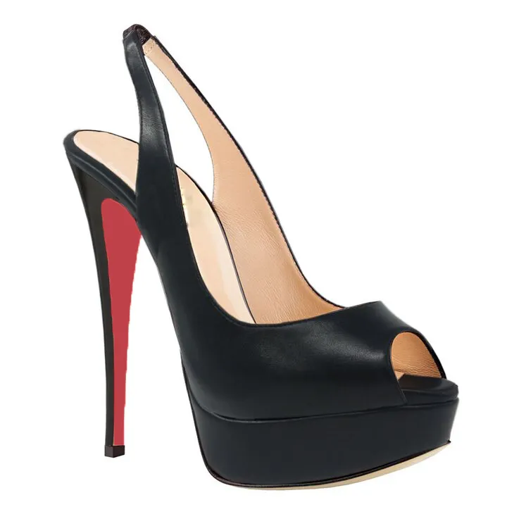 150mm Slingback Sandals Platforms Sky High Party Black Matte Pumps-vocosishoes