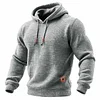 Men's Quilted Waffle Outdoor Sports Solid Color Long Sleeve Daily Tops Hoodie by Inlyline