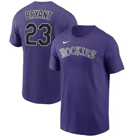 Men's Colorado Rockies #23 Kris Bryant  Purple Name & Number T-Shirt