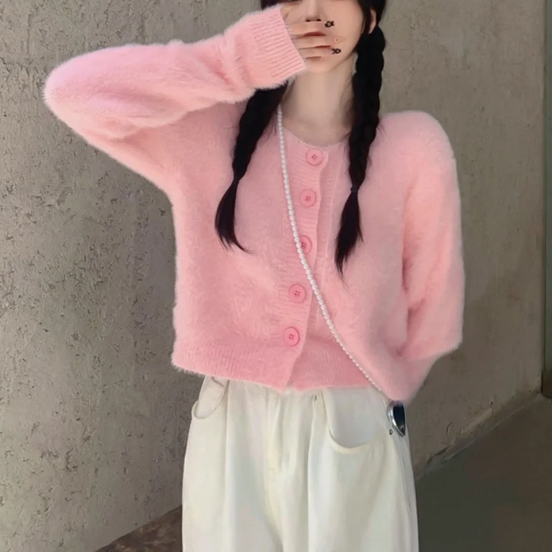 Toloer Toloer Small New Style Pure And Fresh Sweet Candy Color Net Red Money Knit Cardigan Round Collar Loose Sweater Coat Female-Outfit Ideas