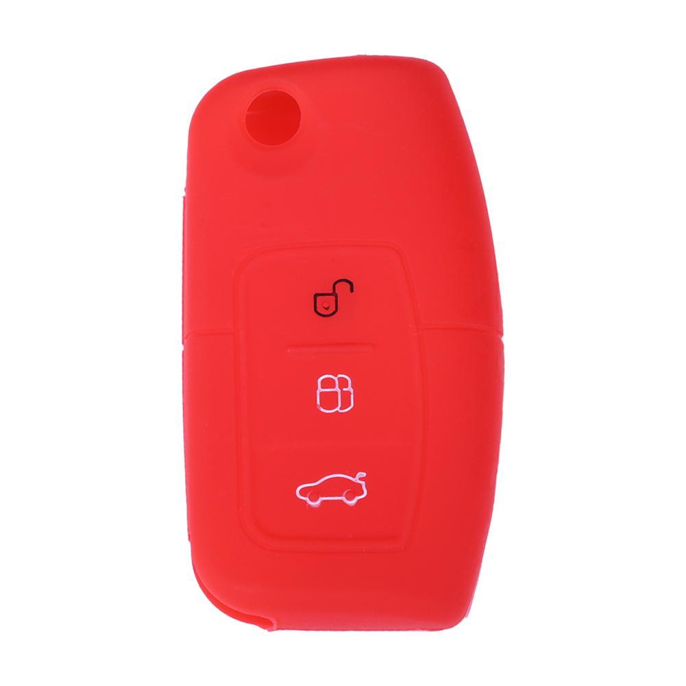 

Silicone 3 Button Remote Key Fob Case Cover Holder for Ford Focus, Red, 501 Original