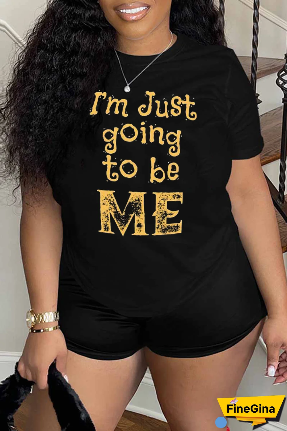 Black Casual Daily Print Patchwork Letter O Neck T-Shirts