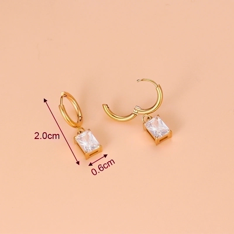 1 Pair Fashion Sector Heart Shape Tassel Gold Plated Inlay 304 Stainless Steel Zircon Stainless Steel Earrings