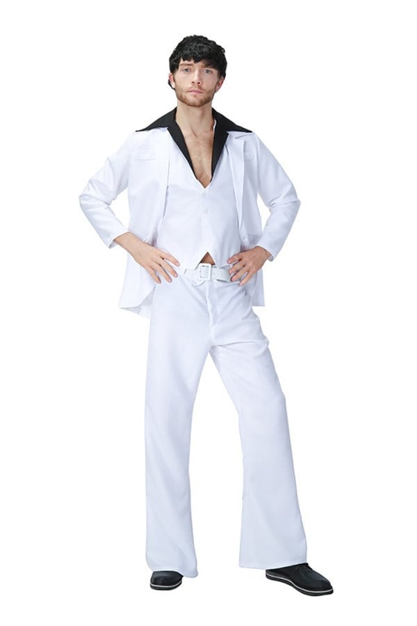 Halloween Cosplay Rock Roll King Pop Singer Dancer Mens Costume White-elleschic