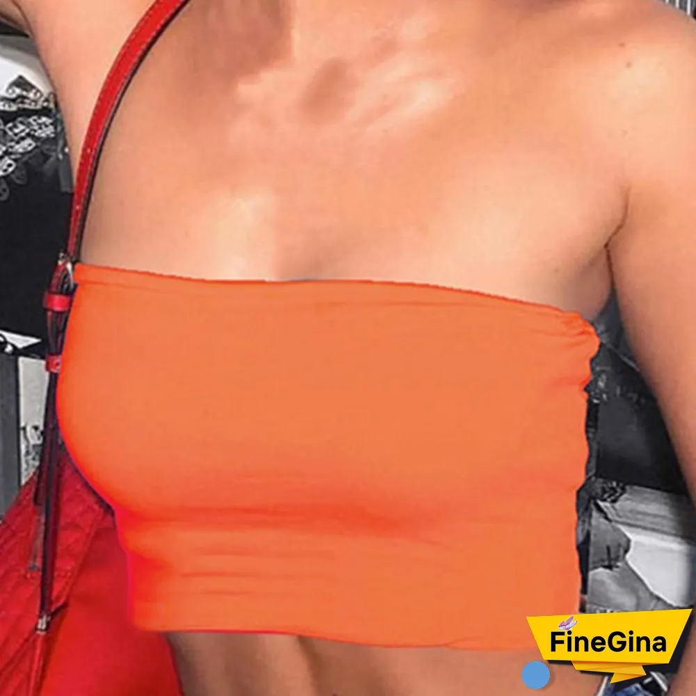 Spring and Summer New European and American Women's Camisole Vest Solid Color Cotton Sling Tube Top Female Word Collar Slim