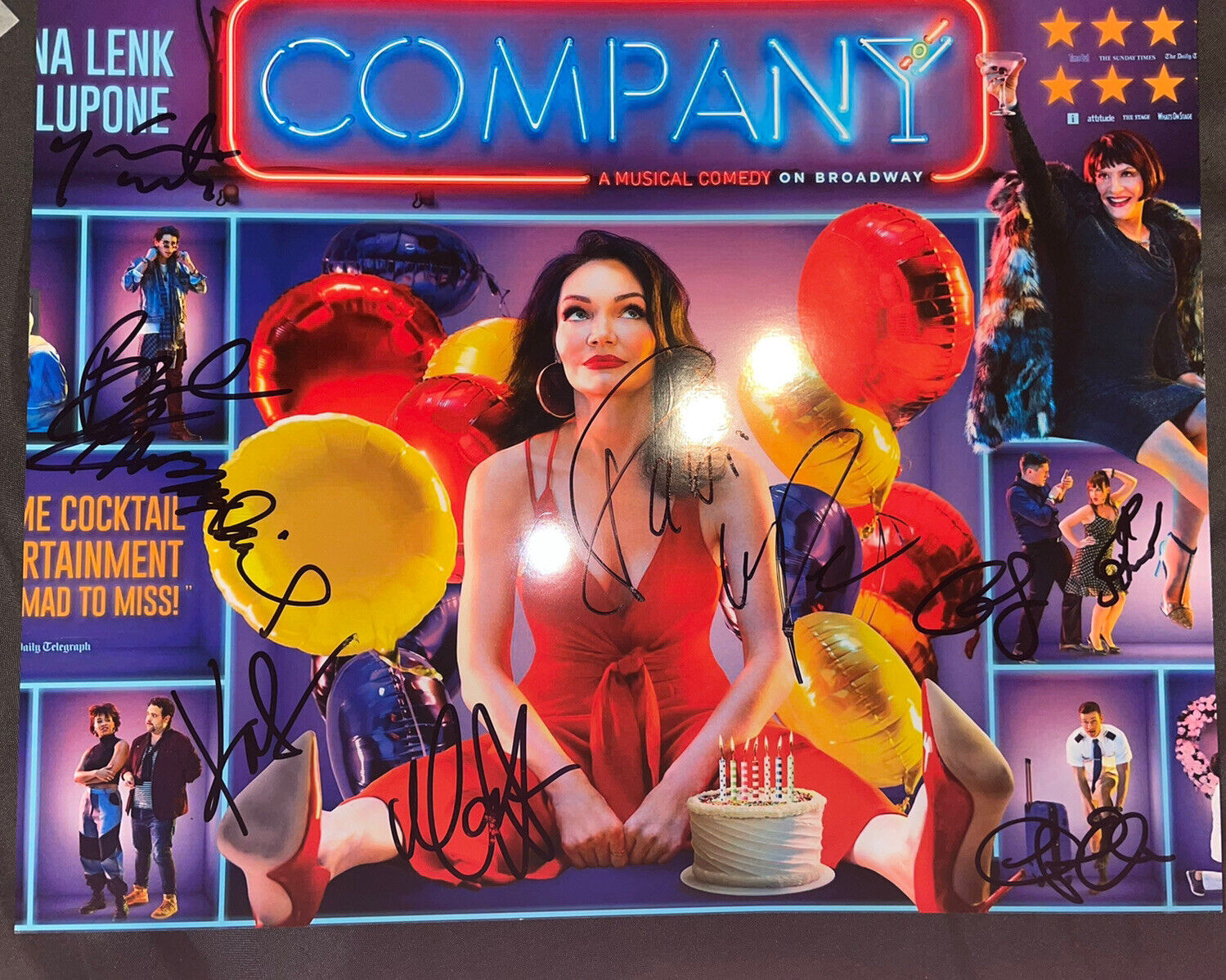 Patti Lupone Katrina Lenk cast signed company Photo Poster painting Broadway Musical No Playbill