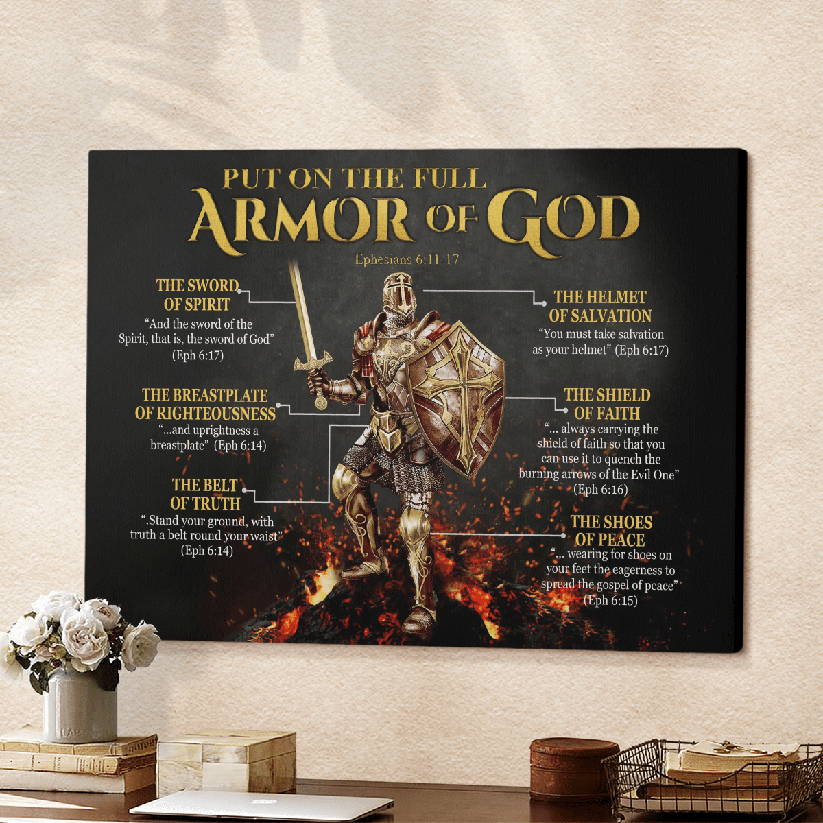 CHRISTIAN PUT ON THE FULL ARMOR OF GOD CANVAS ART