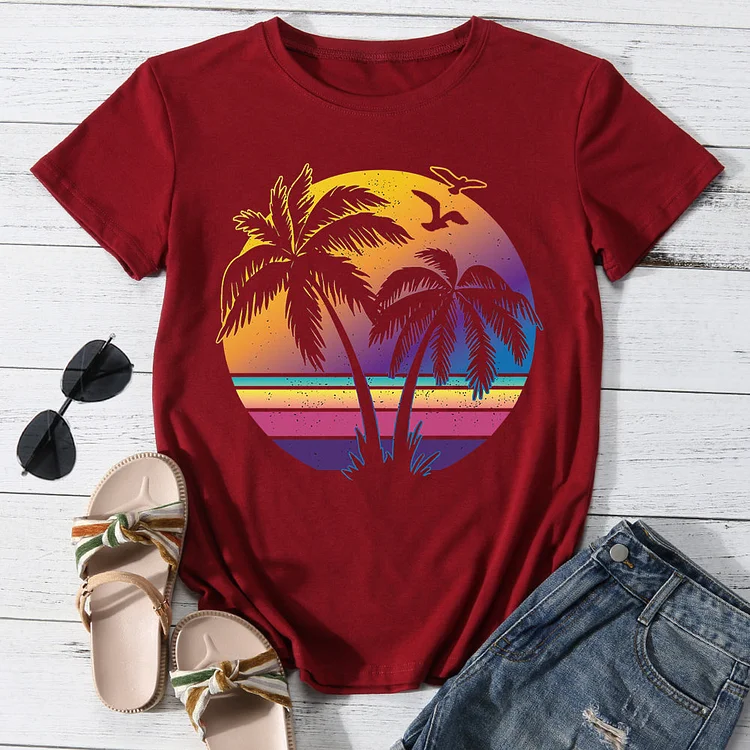 Palm Tree Beach T-shirt Tee -01458