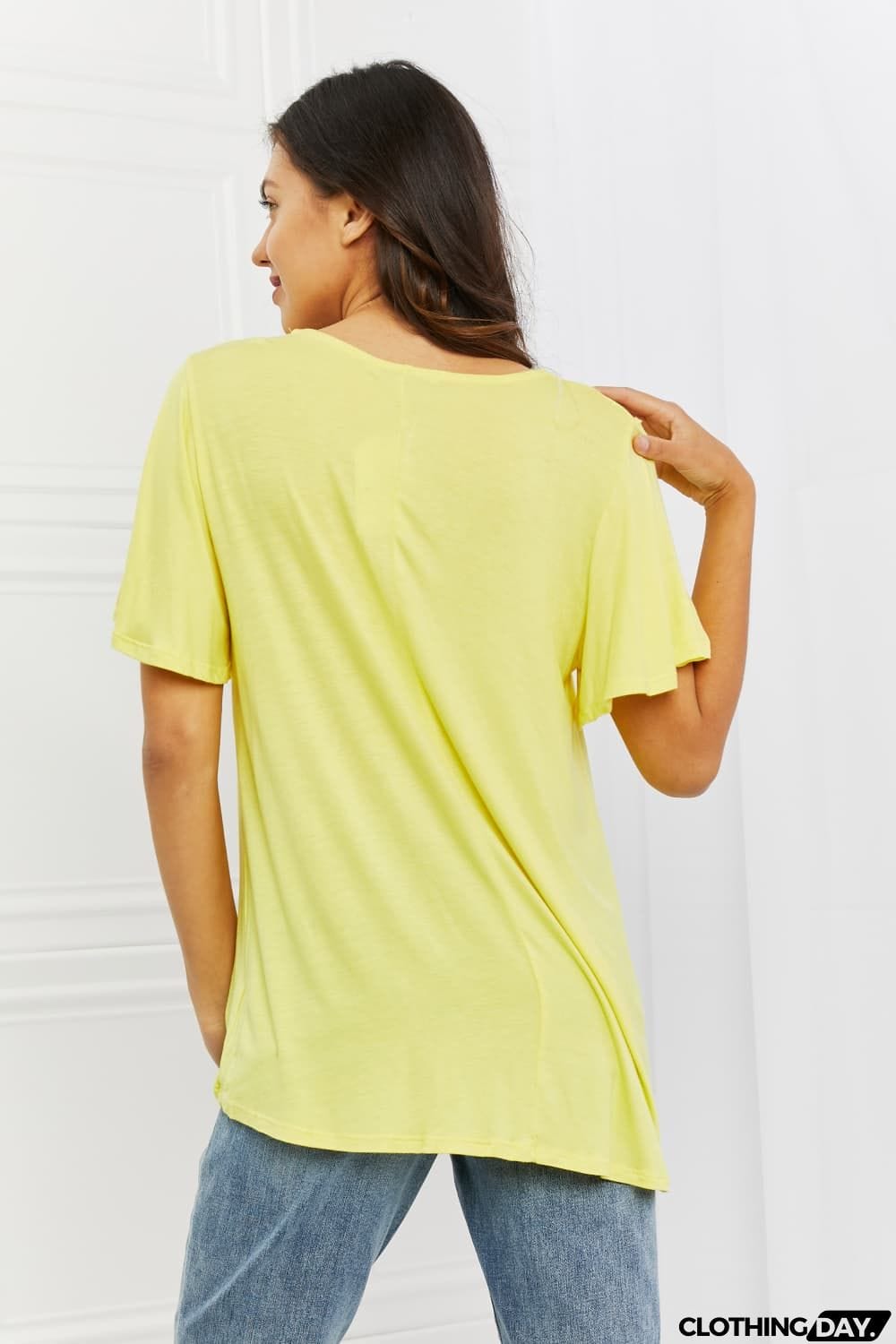 Culture Code Ready To Go Full Size Lace Embroidered Top in Yellow Mousse