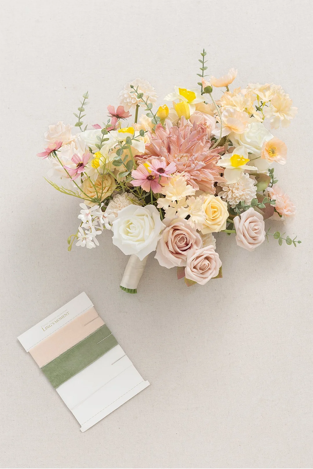 Large Free-Form Bridal Bouquet in Nude & French Yellow