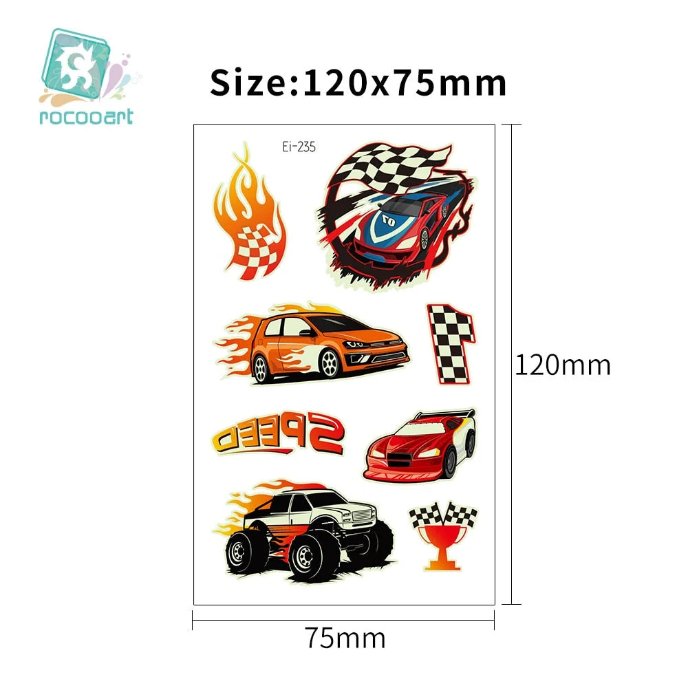 New Racing Waterproof Temporary Tatoo Sticker Children Cool Luminous Motorcycle Racing Fake Tattoo Night Glowing Tattoo Stickers