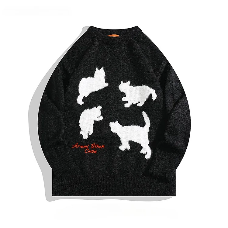 Traceeye Autumnn Winter Japanese Style Mink Velvet Cartoon Sweater for Men/Women O-neck Long-sleeved Loose Age-reducing Couple Pullover