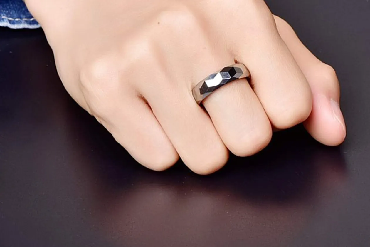 Men's & Women's Tungsten Carbide Wedding Band – 7mm Width, Multi-Faceted Polished, Comfort Fit, Hypoallergenic
