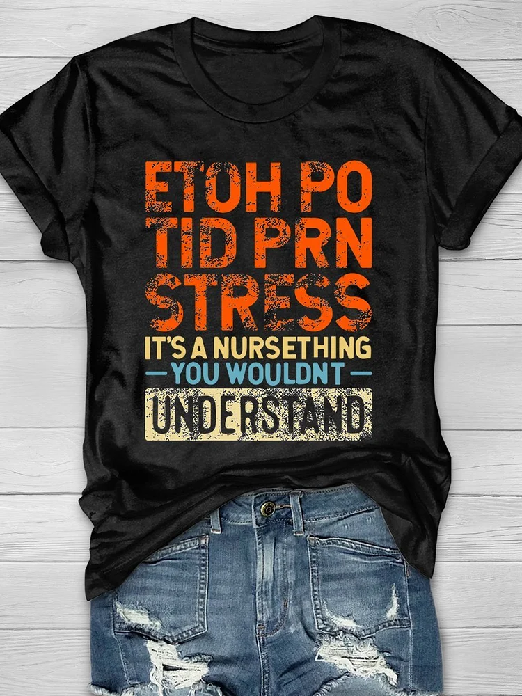 Funny Nurse Print Short Sleeve T-shirt