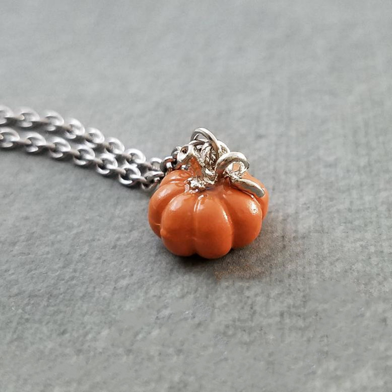 Halloween Orange Pumpkin Pendant Necklace 2024 - Flycurvy 