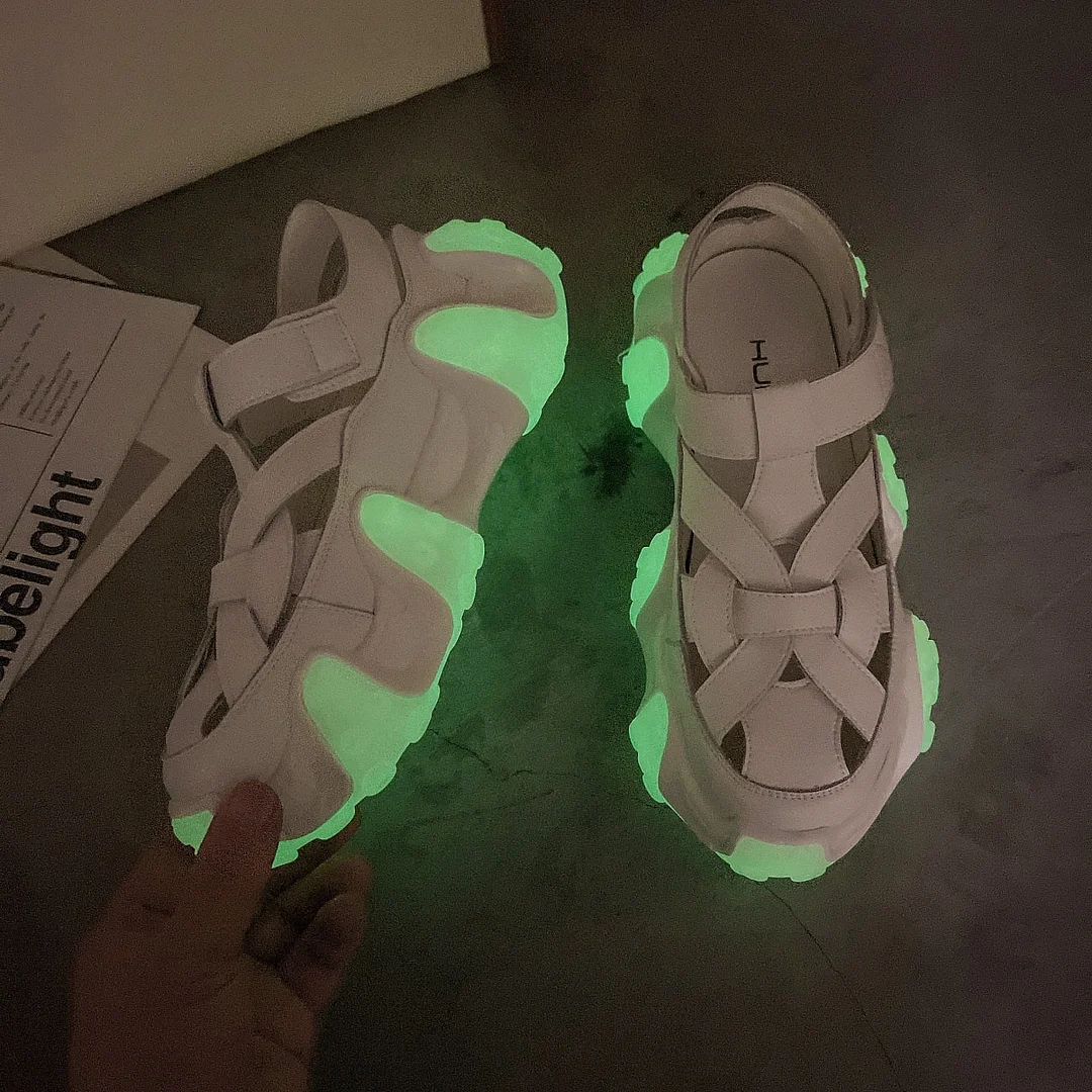 Luminous Octopus Chunky Shoes Women's Thick-soled Casual Sneakers Mesh Breathable Summer 2021 Brand New Design Sport Shoes Woman