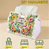 (24cm)Diamond Art Tissue Box DIY PU Napkin Cover for Home Decoration(summer drinks)
