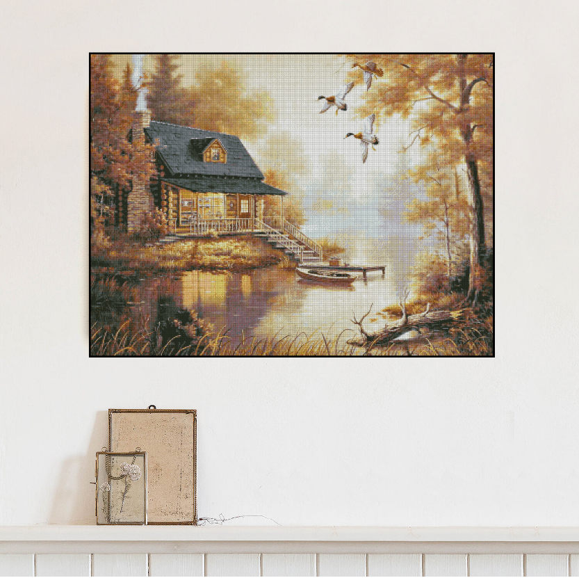 [ZZ3440-Lake Autumn Color] Painting Fairy Cross Stitch