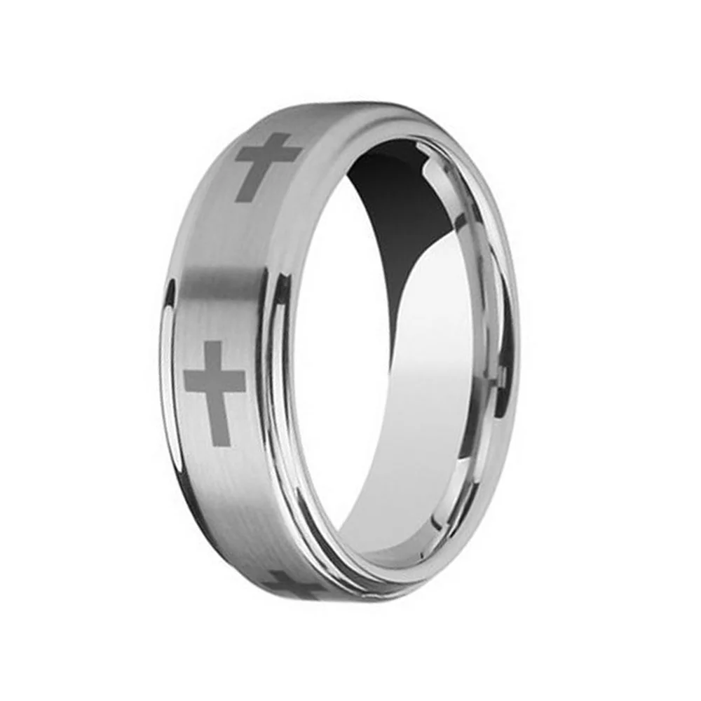 8MM Flat Black Brushed Finished Tungsten Carbide Ring For Men Wedding