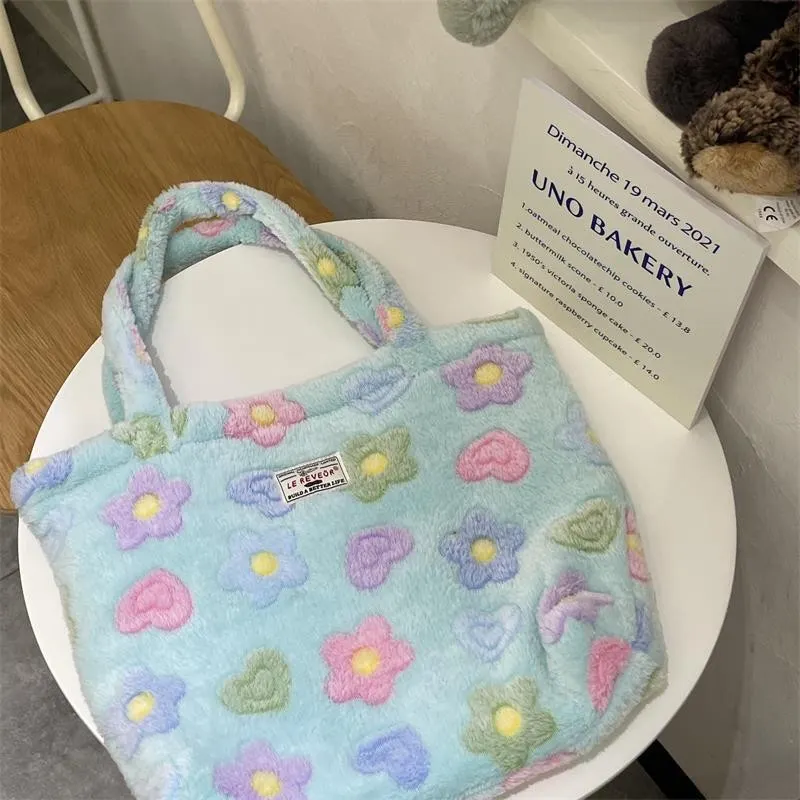 Soft Plush Deer Fawn Heart Shoulder Messenger Bag