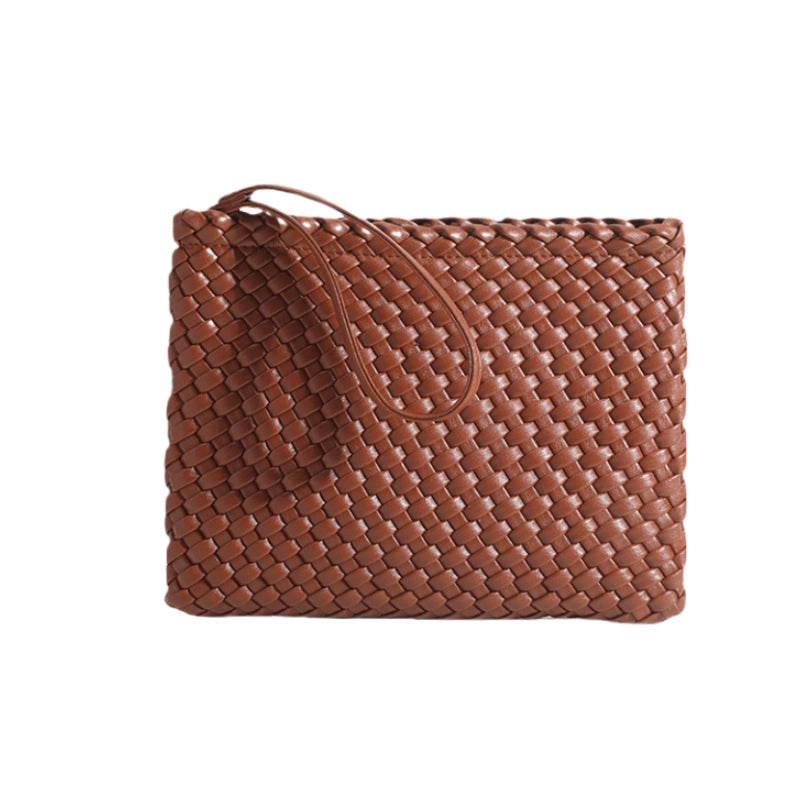 Women’s Solid Color Pu Leather Weave Zipper Wallets