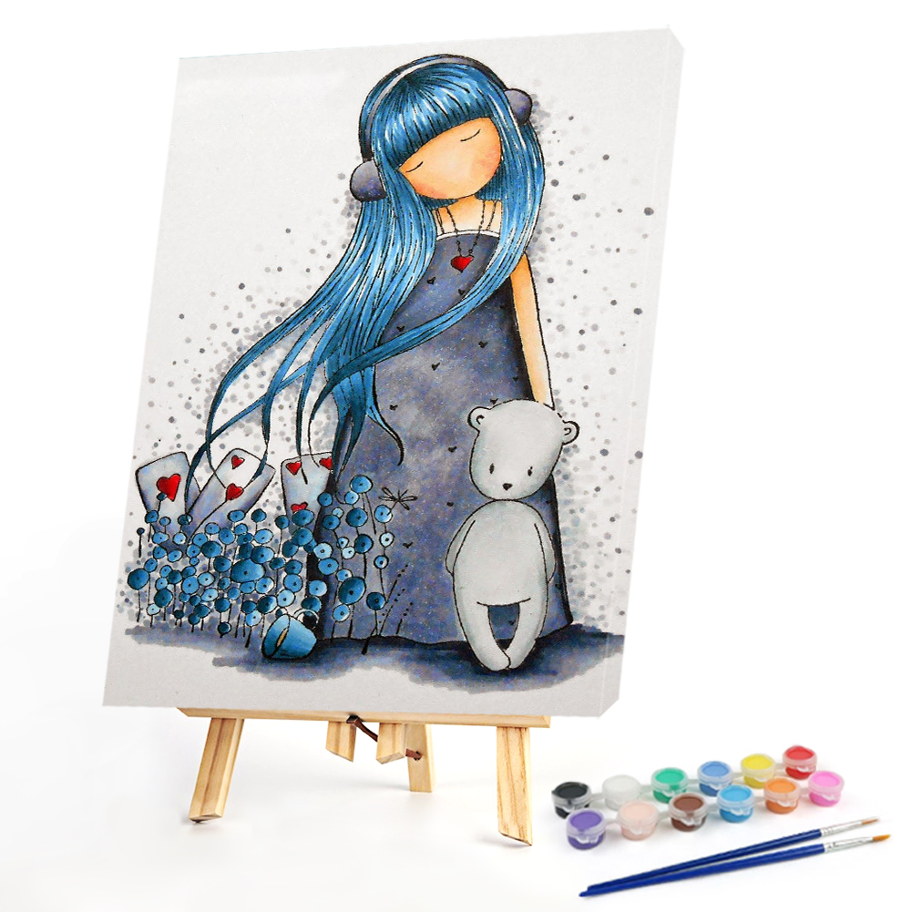 

40*50CM - Paint By Numbers - Girl And Bear, 501 Original