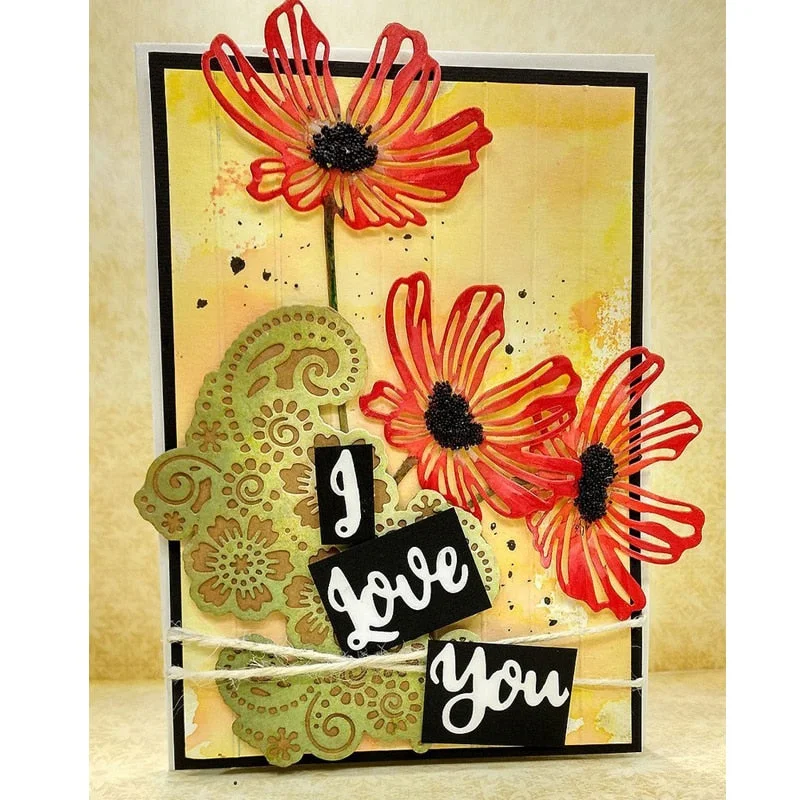 Lacy Poppies Lotus Metal Cutting Dies Stencils for DIY Scrapbooking Album Stamp Paper Card Embossing New Die Cut