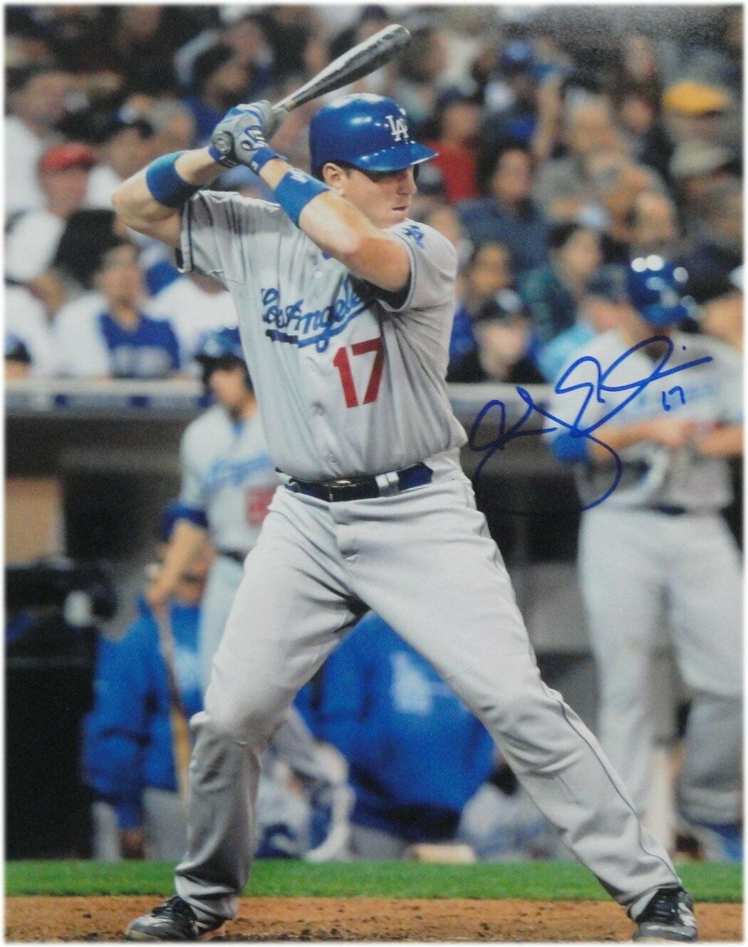 AJ Ellis Hand Signed 11x14 Photo Poster painting Los Angeles Dodgers At Bat W/ COA A.J. Back