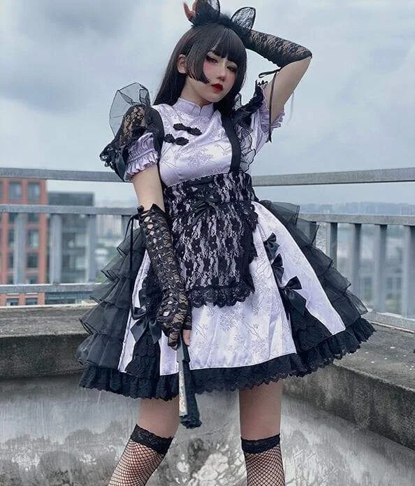 Gothic Fashion Lilac Colour Cheongsam Lolita Dress SP18932