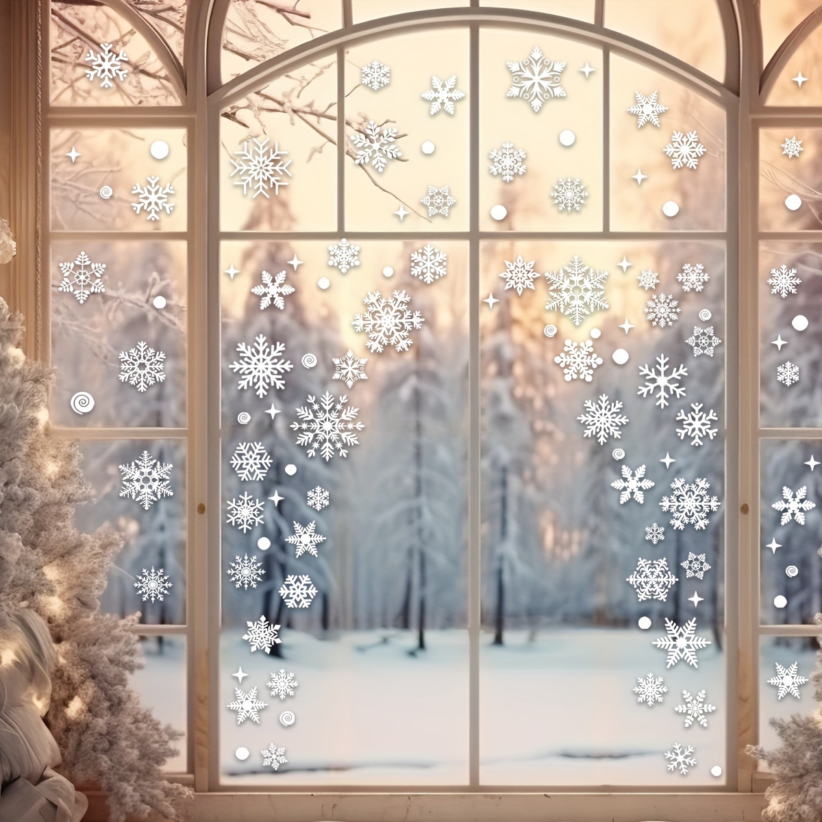 Tegooe 137PCS Reusable PVC Snowflake Window Decals for Christmas