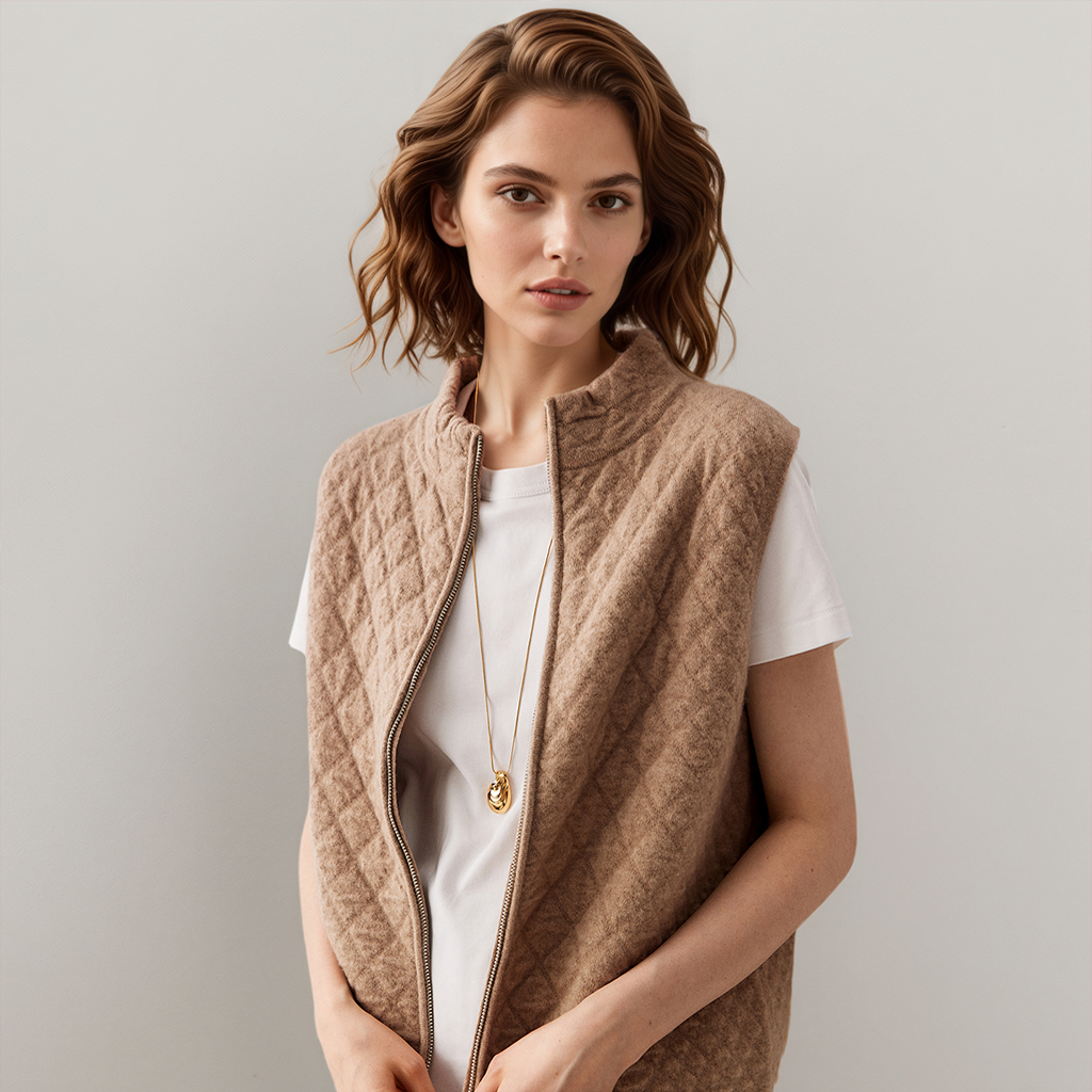 Women's Stand Collar Cashmere Vest REAL SILK LIFE