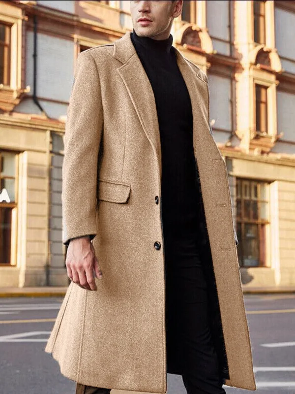 Woherb 2023 New British Men's Long Trench Coat Woolen Coat Wish Men's Woolen Coat-Outfit Ideas