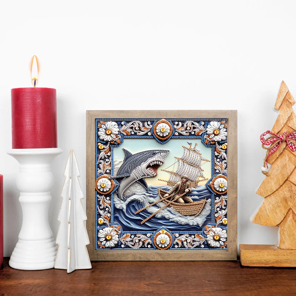 Diamond Painting - Partial Special Shaped Drill - Shark(Canvas|30*30cm)