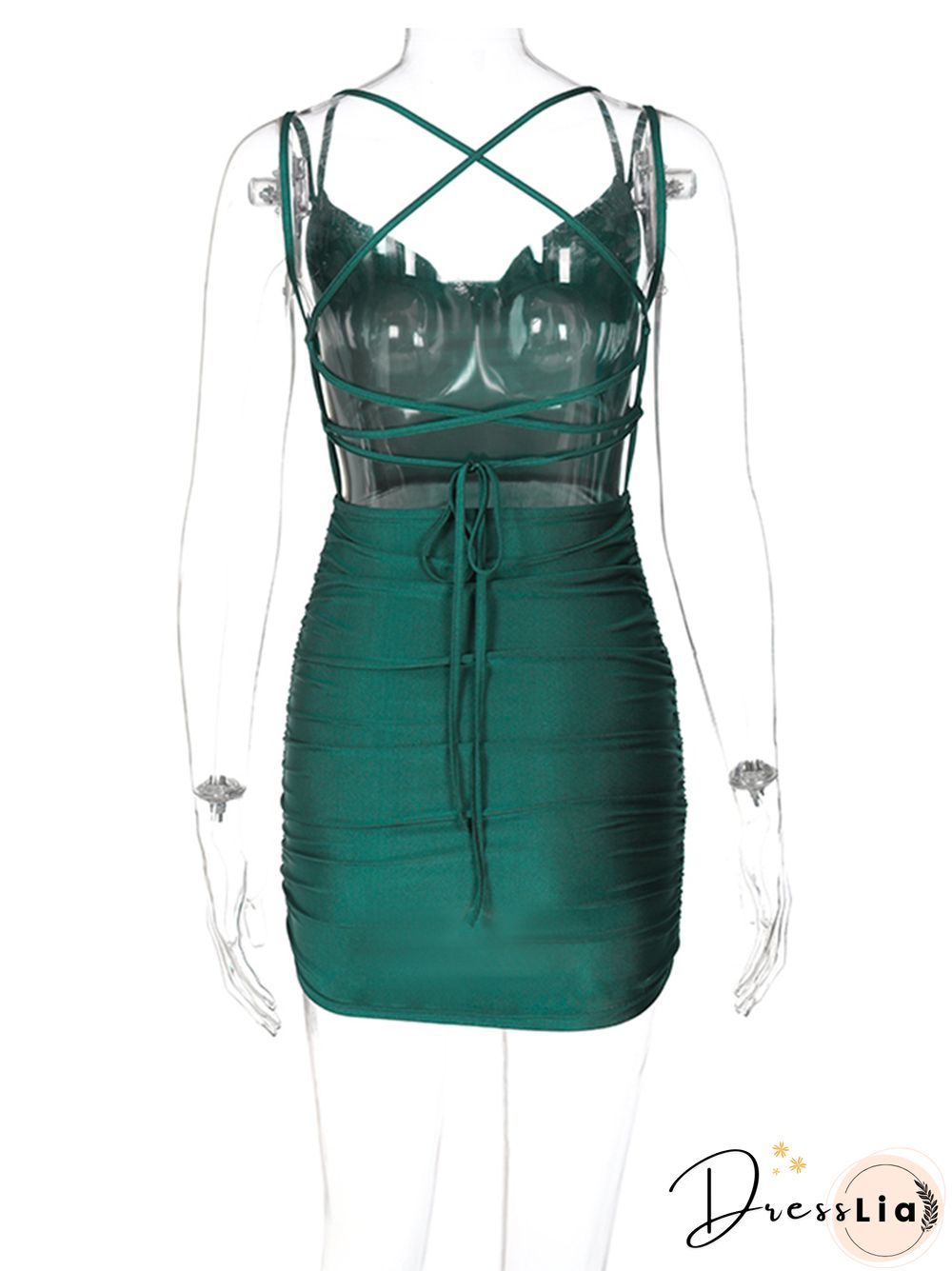 Solid Ruched Sexy Y2k Women Strap Mini Dress Lace Up Backless Bodycon Bandage Party Elegant Club Streetwear Summer Slim